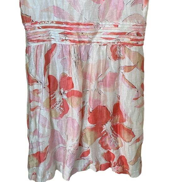 Ann Taylor Loft Linen Watercolor Hibiscus Floral Dress Size 10 - Picture 7 of 9
